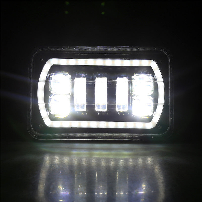 4x6 inch LED Headlights Hi-Lo Beam With RGB Angle Eyes For Offroad, Trucks, Ford - LED Factory Mart
