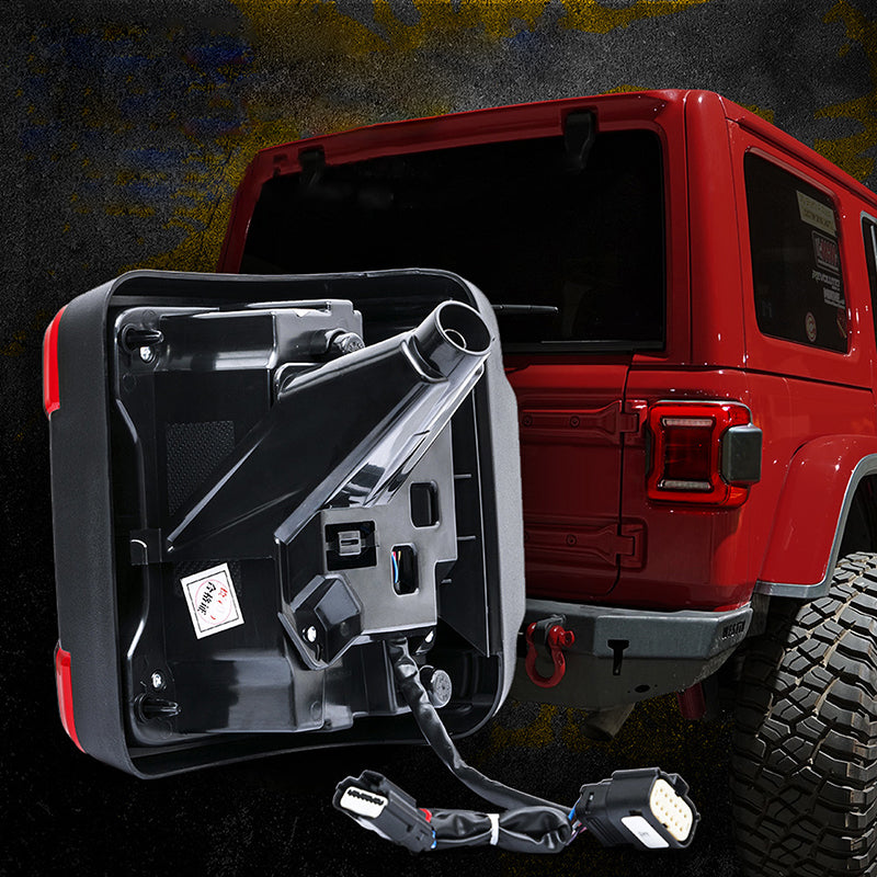 Brilliant LED Taillights with Red Lens For 2018-Later Jeep Wrangler JL JLU