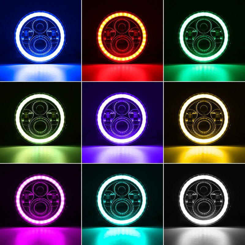 Indian Motorcycle 7" LED Headlights with RGB Halo App Or Remote Control