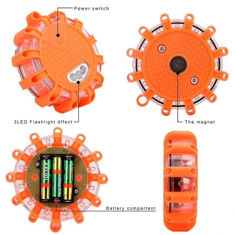 Road Flare, Flashing Warning Light Emergency Signal Warning LED Light Beacon with Magnetic Base for Car Truck Boat