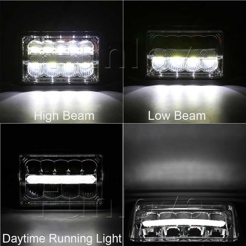4X6 Inch LED Headlights Replacement High/Low Beam for GMC Ford Trucks - LED Factory Mart