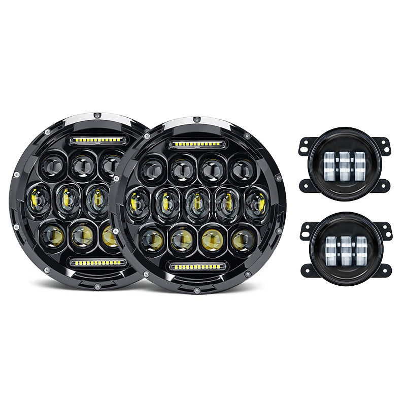 7 75W Headlights with 4 30W Fog Lights