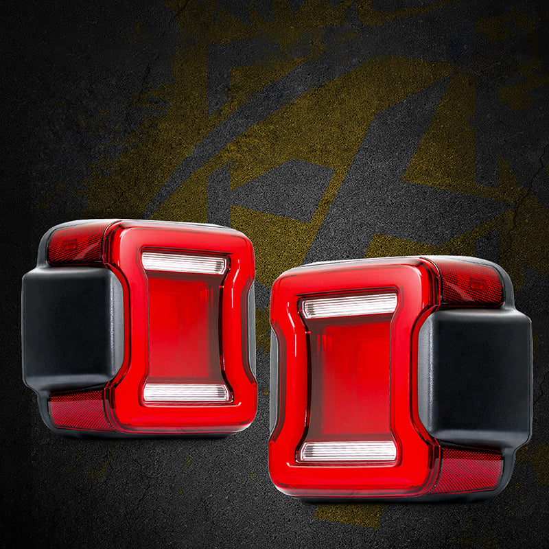 Brilliant LED Taillights with Red Lens For 2018-Later Jeep Wrangler JL JLU