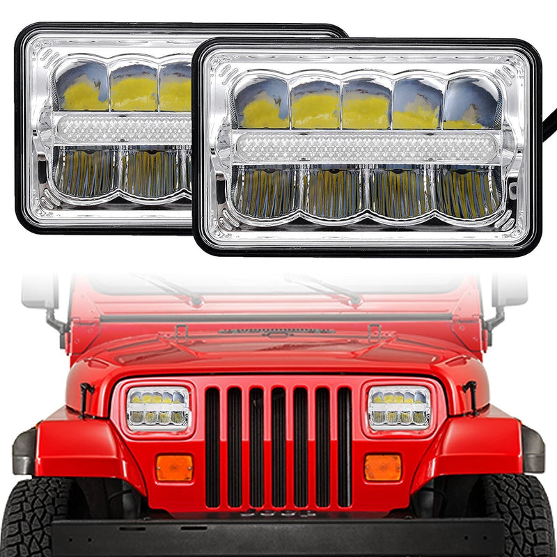 4X6 Inch LED Headlights Replacement High/Low Beam for GMC Ford Trucks - LED Factory Mart