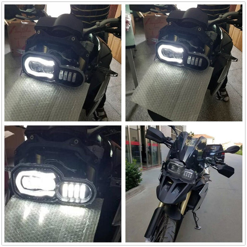 LED Replacement Headlight Assembly Kit w/ Angel Eyes DRL For BMW F800GS