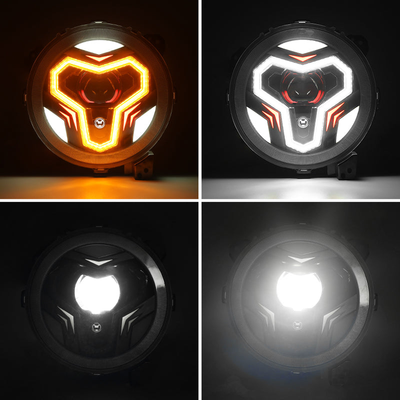 9 Inch LED Headlights With Halo DRL & Amber Turn Signals & LED Halo Fog Lights For 2018-Later Jeep Wrangler JL & Gladiator JT