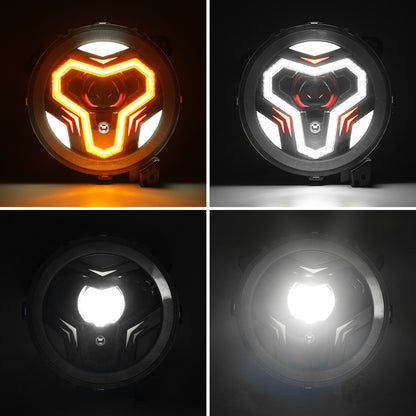 9 Inch LED Headlights With Halo DRL & Amber Turn Signals & LED Halo Fog Lights For 2018-Later Jeep Wrangler JL & Gladiator JT
