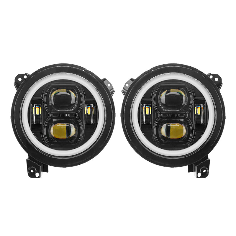 Multi-function 9" LED RGBW Headlights & RGBW Fog Lights for 2018+ Jeep JL and JT