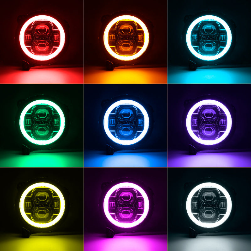 JT Mega Bundle - 9" LED RGB Halo Headlights, RGB Fogs, Tail Lights For Jeep Gladiator JT