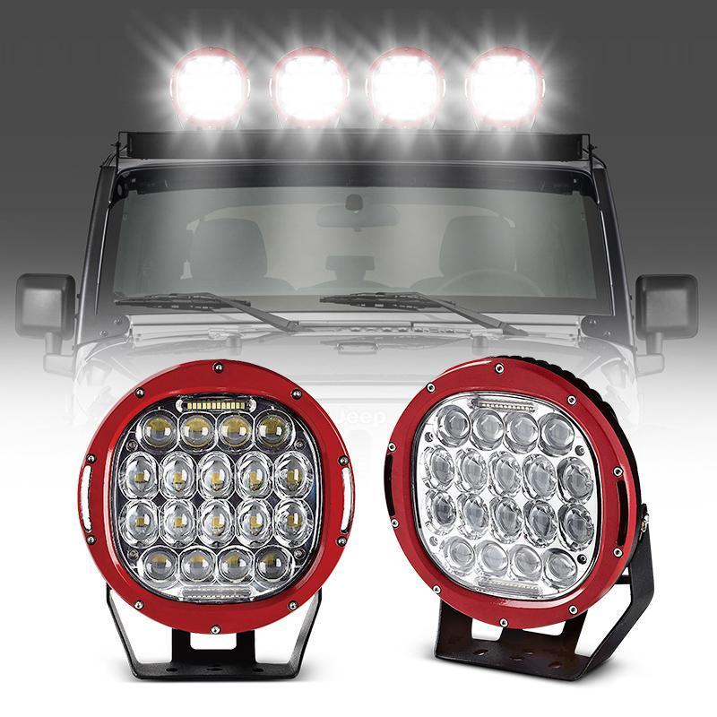 95W Red 9 Inch Round CREE LED Light Spot Lamp With DRL