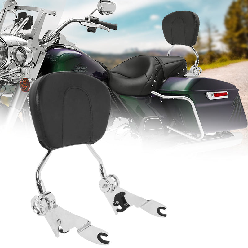 Adjustable Detachable Motorcycle Backrest Sissy Bar Pad Fit For For Harley Davidson Touring 09-later