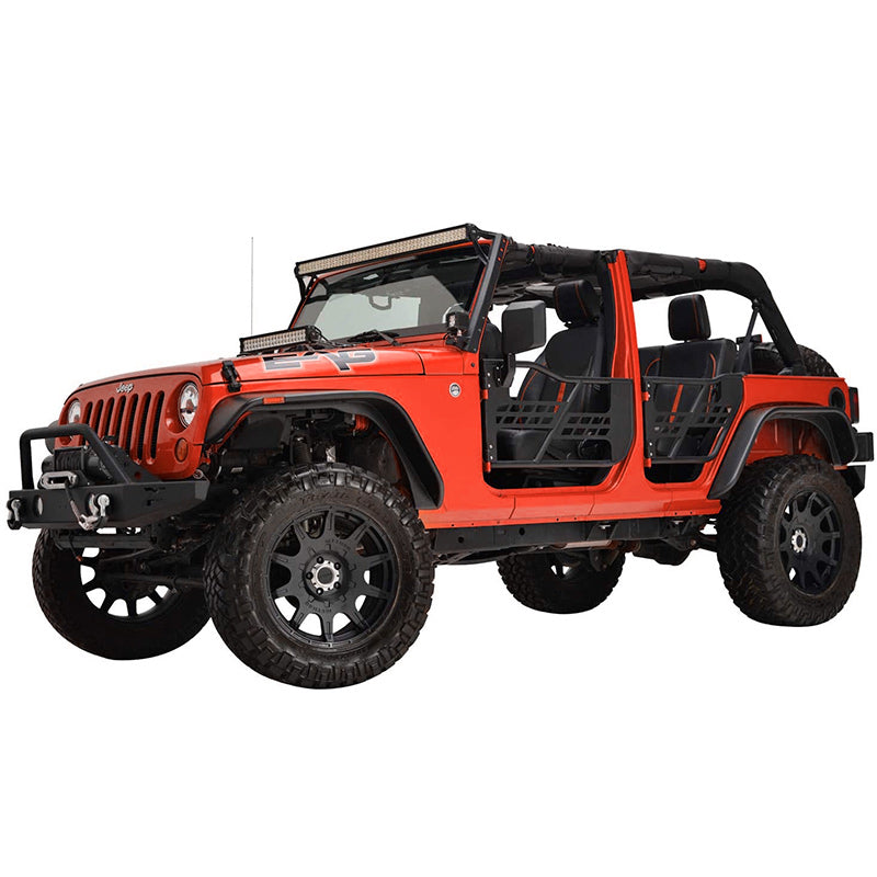 Beast Style Jeep Tube Half Doors with Side View Mirror for 2007-2018 Wrangler JK