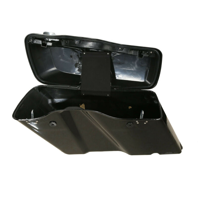 Black 5" Stretched Hard Motorcycle Saddlebags Fit For Harley Touring Road King Glide 93-13