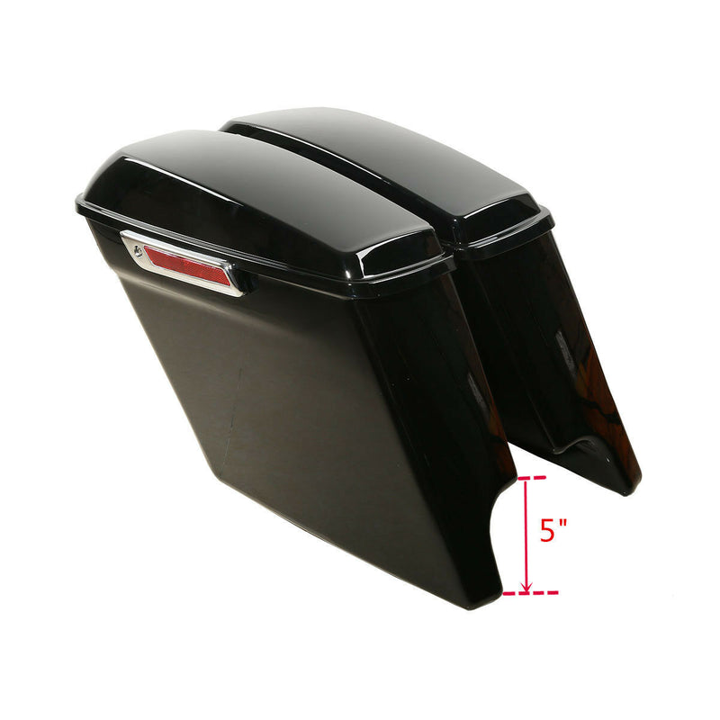 Black 5" Stretched Hard Motorcycle Saddlebags Fit For Harley Touring Road King Glide 93-13