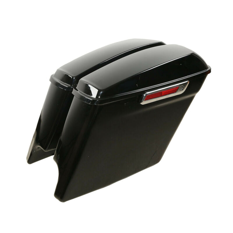 Black 5" Stretched Hard Motorcycle Saddlebags Fit For Harley Touring Road King Glide 93-13