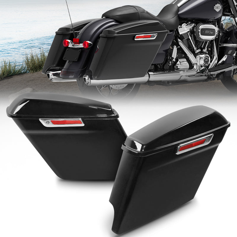 Black 5" Stretched Hard Motorcycle Saddlebags Fit For Harley Touring Road King Glide 14-21