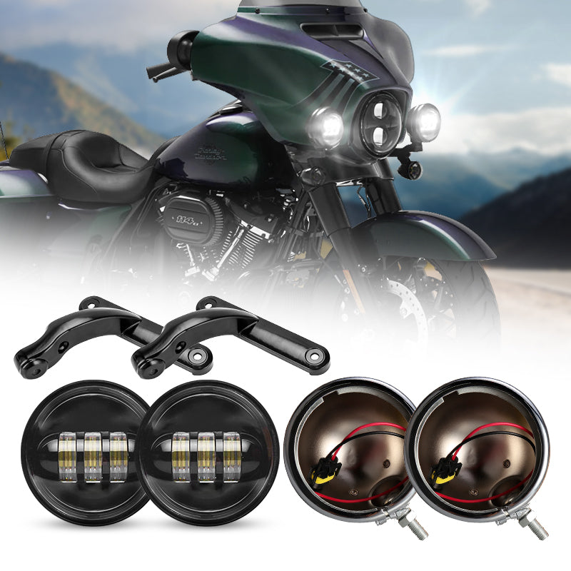 Harley Motorcycle 4.5 LED Fog Lights + Turn Signals Combo