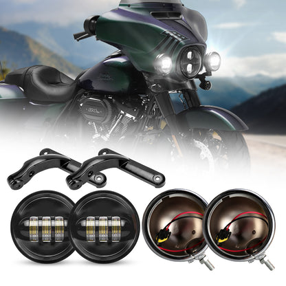 Harley Motorcycle 4.5 LED Fog Lights + Turn Signals Combo