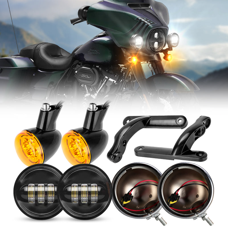 Harley Motorcycle 4.5 LED Fog Lights + Turn Signals Combo