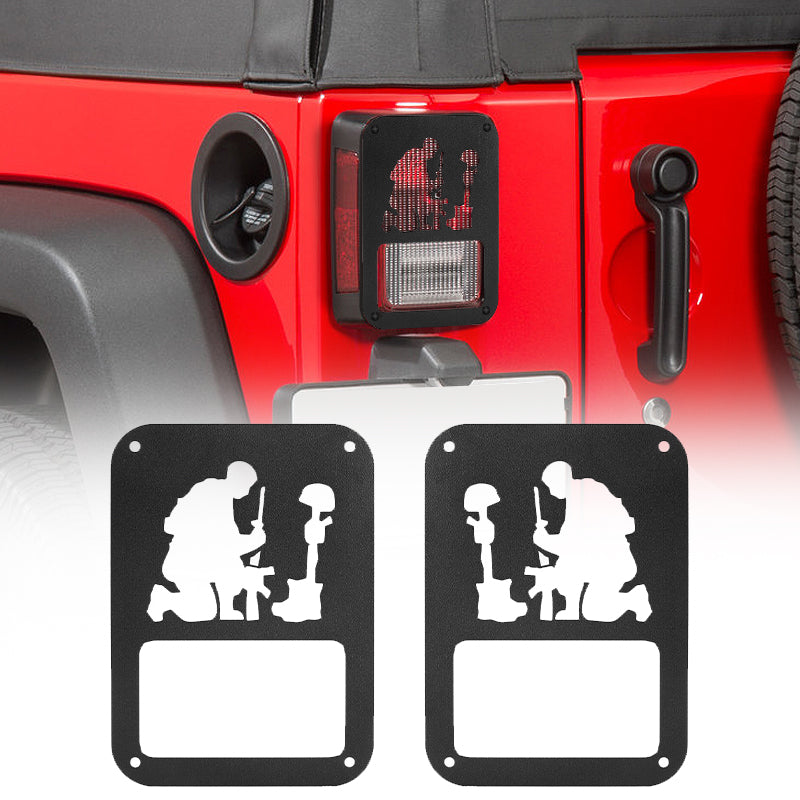 Black Rear Taillight Covers for 2007 - 2018 Jeep Wrangler JK