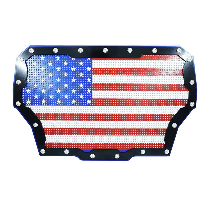 Black Steel Grille With U.S. Flag Mesh front side
