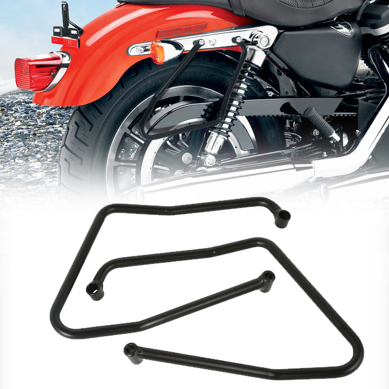Black Steel Saddlebag Support Brackets For Harley Sportster XL883 1200 04-16