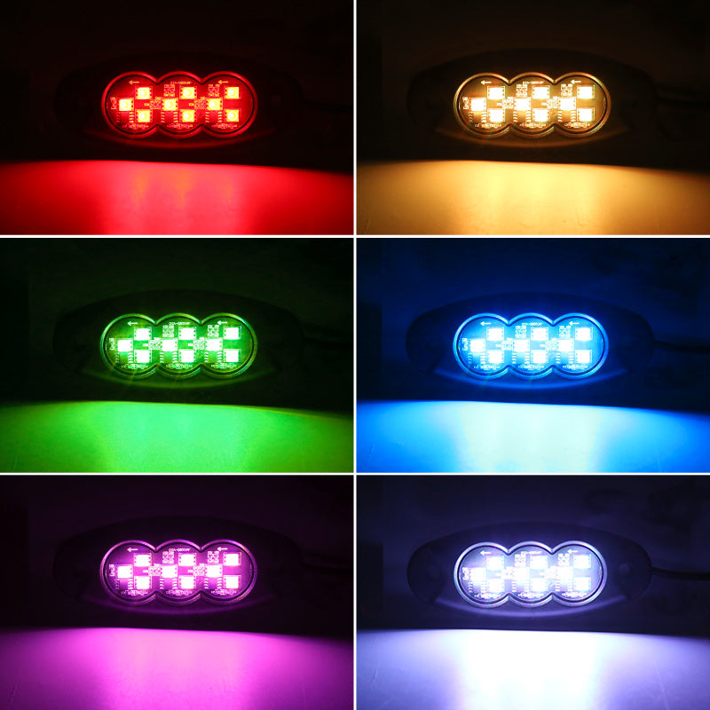 8x RGB LED Rock Light Kit For Off-Road Underglow Foot Wheel Well Light  Truck ATV