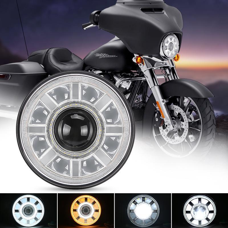 Daymaker LED Headlights With Dual Halo For Motorcycle