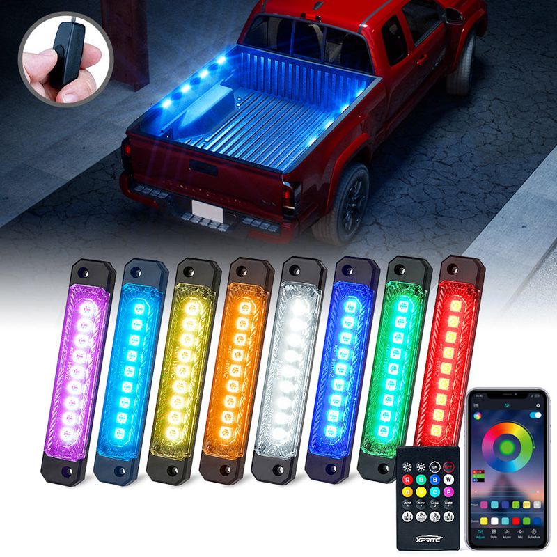 Focal Series Truck Bed Bluetooth and Remote Control RGB LED Light 8 Pod Set w/ Switch