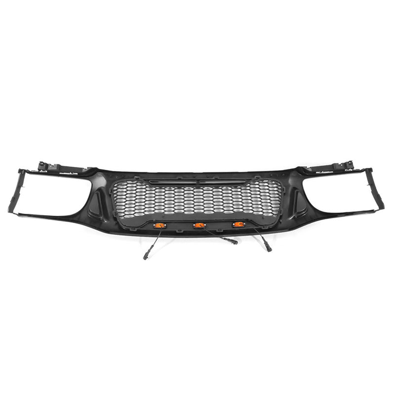 Roxmad Honeycomb Front Grill With 3 Amber LED Grill Lights Combo For Toyota Tacoma