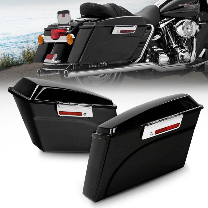 Hard Motorcycle Saddlebags w/ Lid Latch Key For Harley Touring Road King 1994-2013