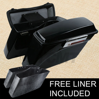 Hard Motorcycle Saddlebags w/ Lid Latch Key For Harley Touring Road King 1994-2013