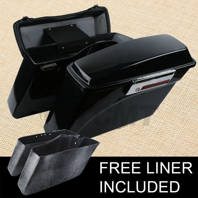 Hard Motorcycle Saddlebags w/ Lid Latch Key For Harley Touring Road King 1994-2013