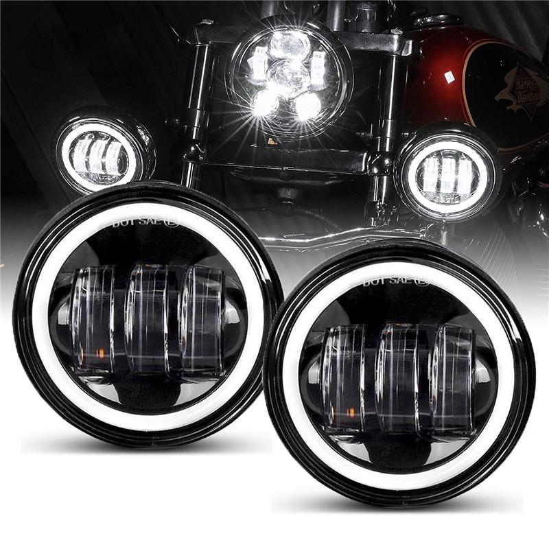 Harley LED Halo Fog Lights + Cover Brackets