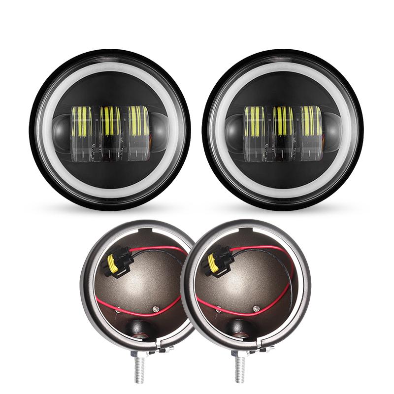 Harley LED Halo Fog Lights + Cover Brackets