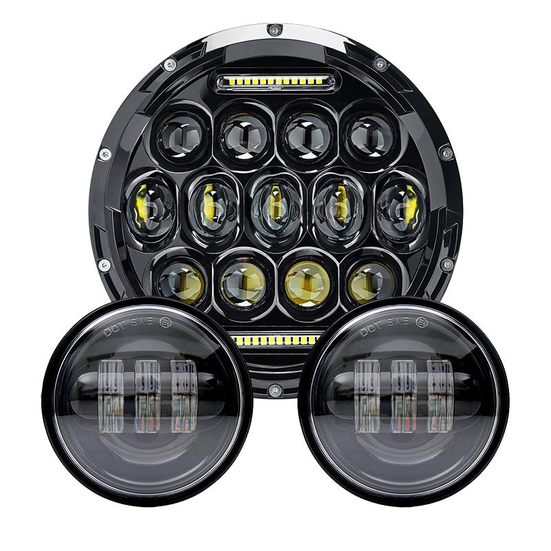 7 Inch Round LED Headlight Set With High/Low Beam + Passing Lights For Harley Touring – Chrome Housing, 6000K, IP68