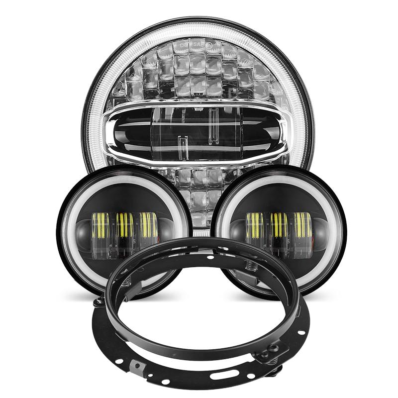 Harley Blue Halo LED Headlight + Passing Lights