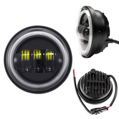 Harley 7 Inch LED Headlights with White Halo and Turn Signal Lights + 4.5 Inch LED Halo Fog Lights
