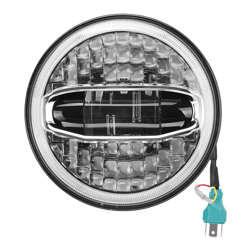 Harley LED Halo Headlight + Mounting Bracket 