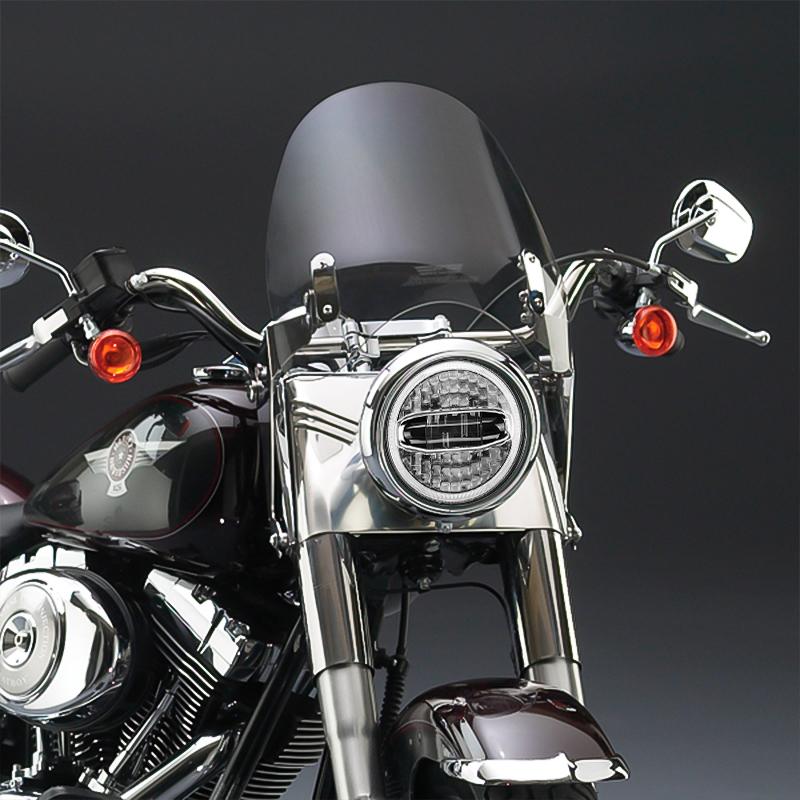 Harley LED Halo Headlight + Mounting Bracket 