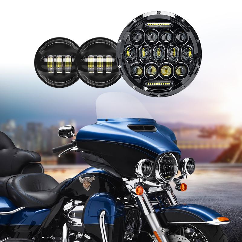 Harley LED Headlight Assembly + 4.5 Inch LED Passing Lights