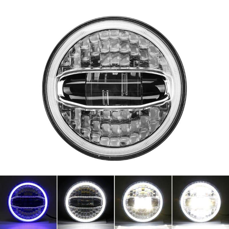 Harley LED Motorcycle Headlight With Blue White Halo DRL
