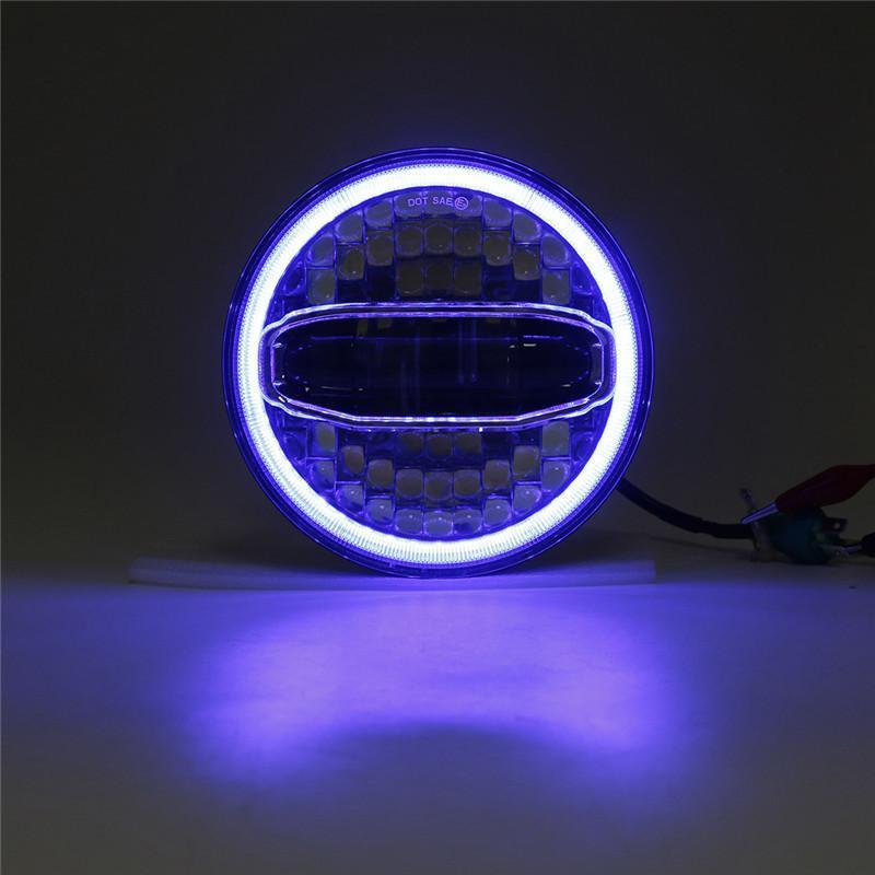 Harley LED Motorcycle Headlight With Blue White Halo DRL