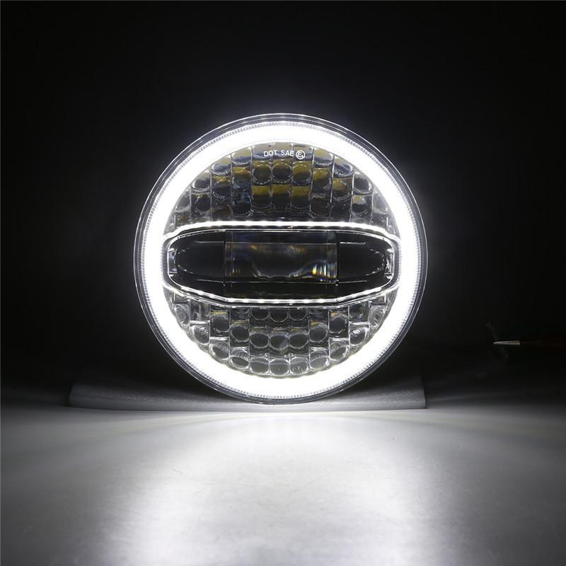Harley LED Motorcycle Headlight With Blue White Halo DRL