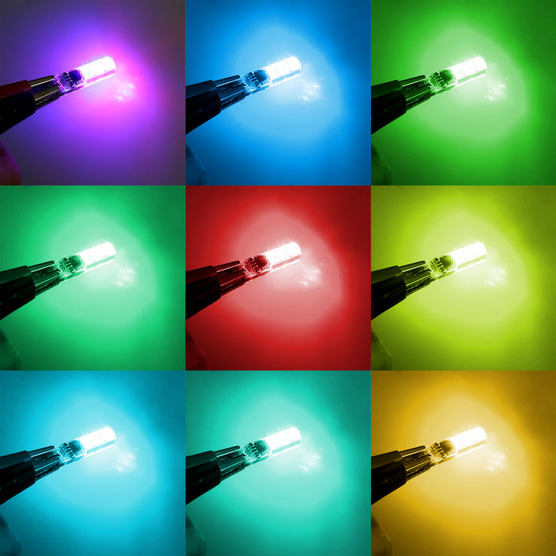 T10 6SMD 5050 RGB LED Car Interior Light Bulbs w/Remote Control