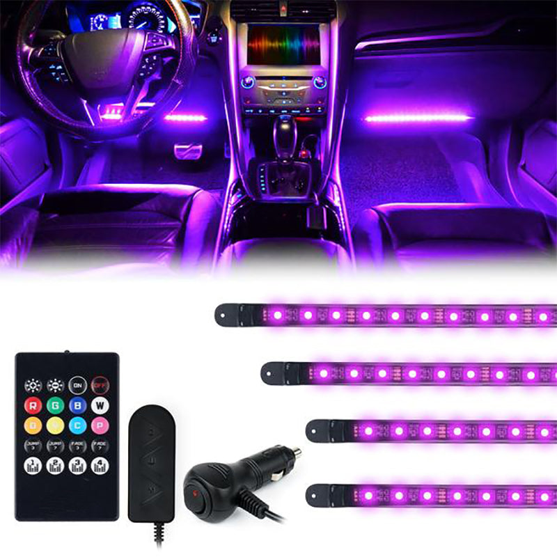 4PC Celestial Series Interior RGB LED Car Light Set with Remote Control - Powered by Cigarette Adapter