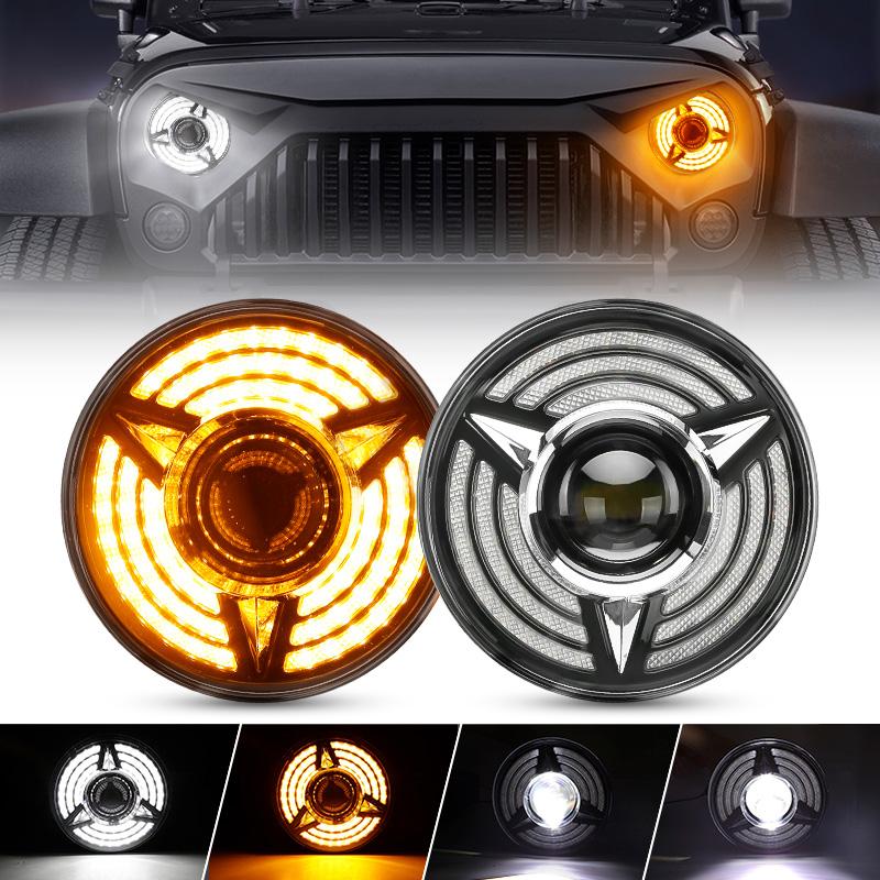 Beast Series LED Halo Headlights With DRL and Sequential Turn Signal Lights For 1997+ Jeep Wrangler JK/TJ/CJ/LJ/JL & Gladiator JT