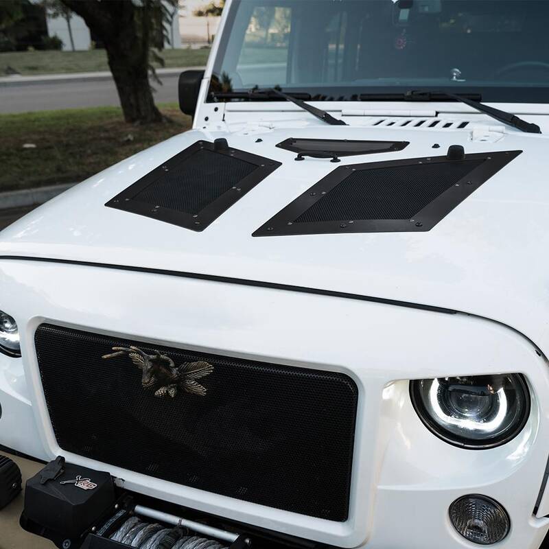 Jeep Wrangler JK Black Cobra Hood Vents Louver
