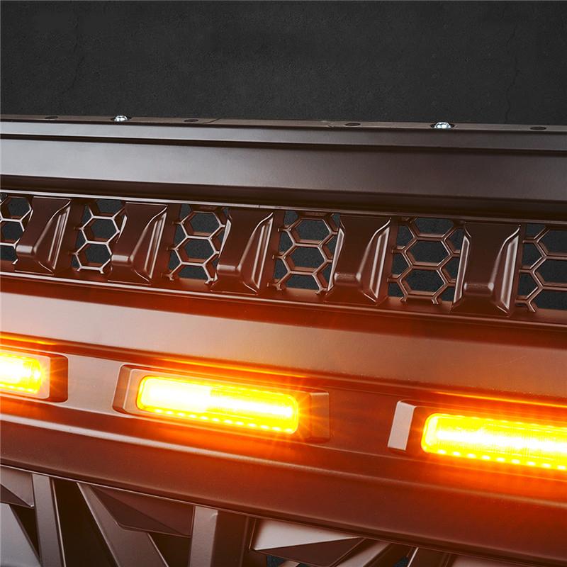 Jeep Wrangler JL JT Black Shark Grille with Amber LED Running Lights