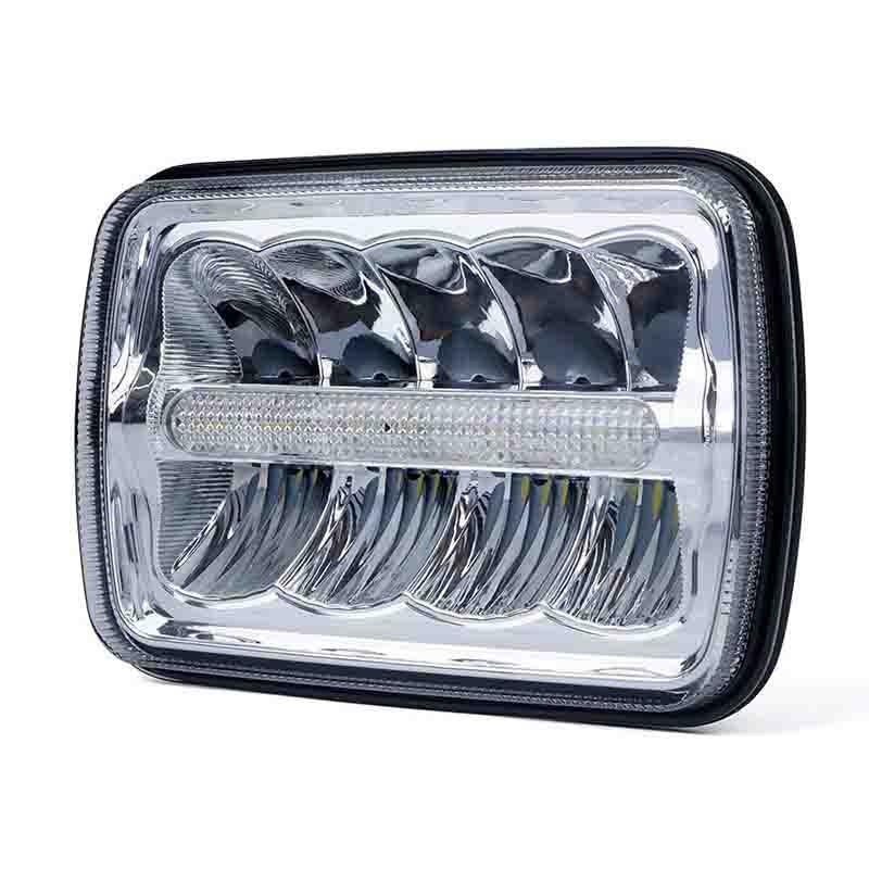 Square LED Headlight 7x6 5x7 Chrome Reflector Sealed Beam Replacement